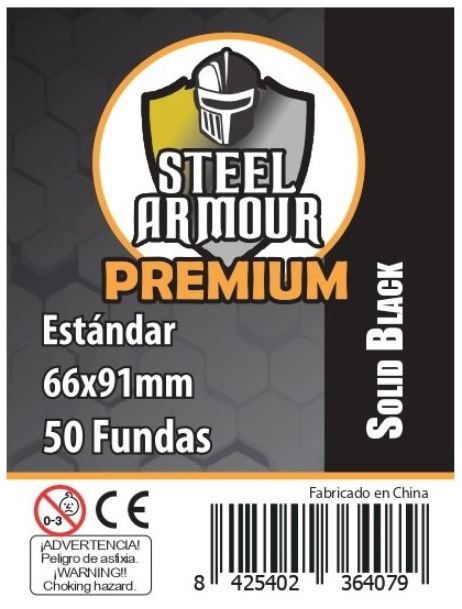 STEEL ARMOUR - 50 FUNDAS OPACAS - REVERSO NEGRO (66X91MM)