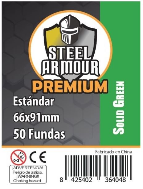 STEEL ARMOUR - 50 FUNDAS OPACAS - REVERSO VERDE (66X91MM)
